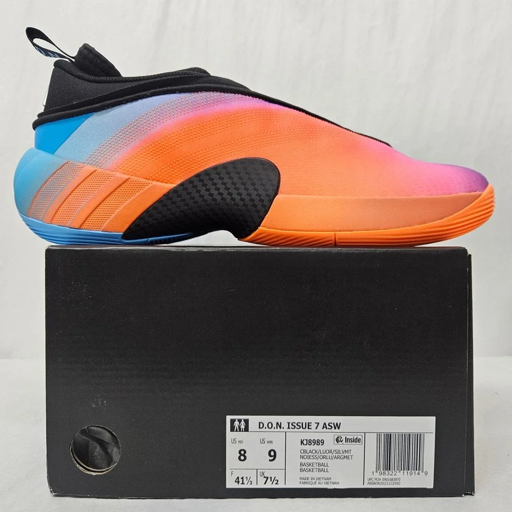 Adidas DON Issue‎ 7 ASW Basketball Shoes KJ8989 Black Orange Blue Men's Size 8